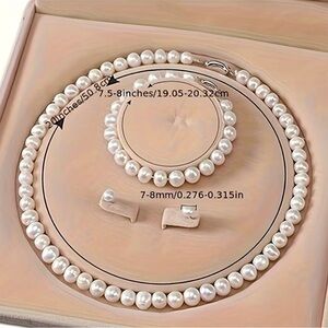 Classic White Cultured Freshwater Pearl Necklace, Bracelet & Stud Earring Set